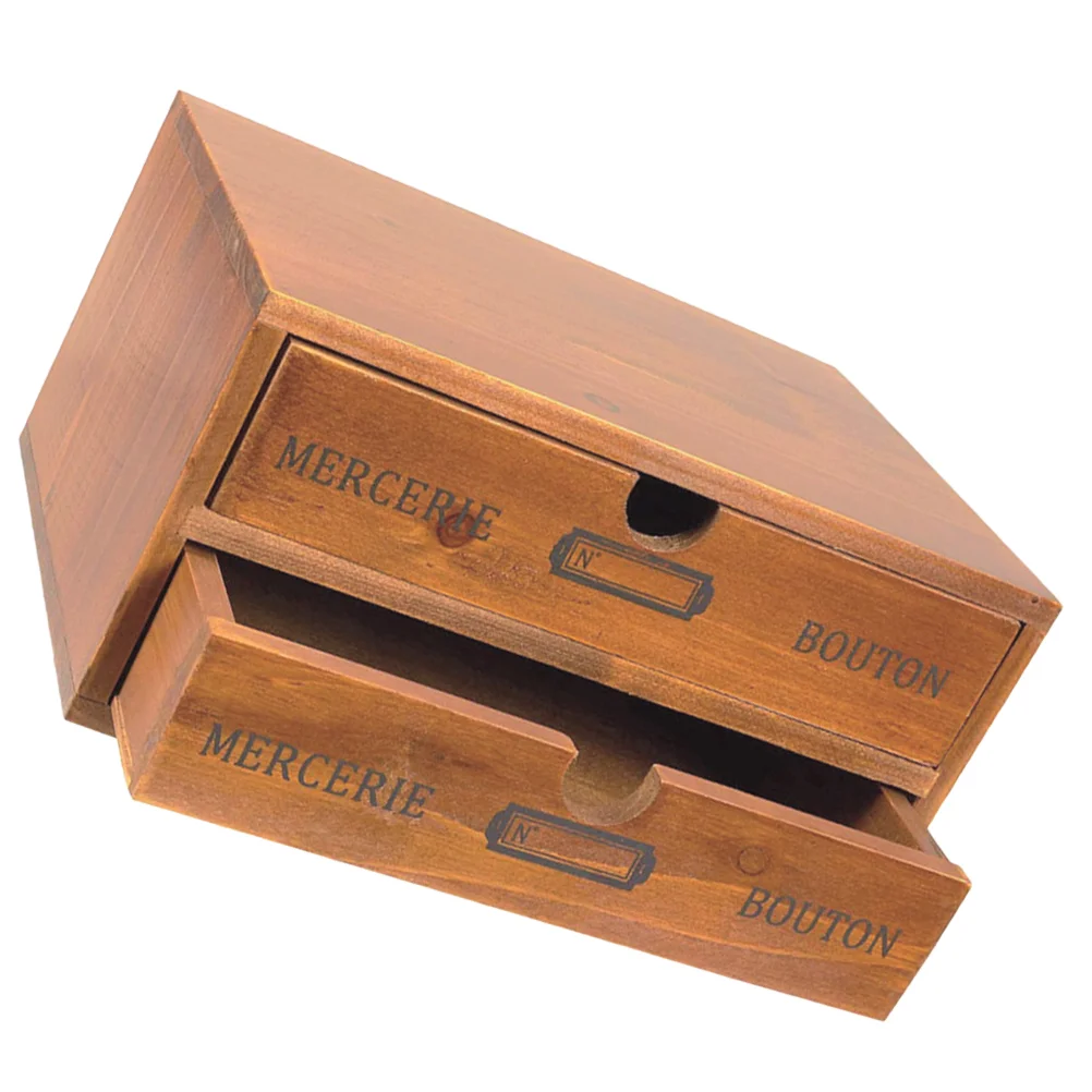 

Jewellery Box Desktop Sundry Holder Organizer Small Item Wooden Storage 2-layer Sundries Drawers Makeup Cases