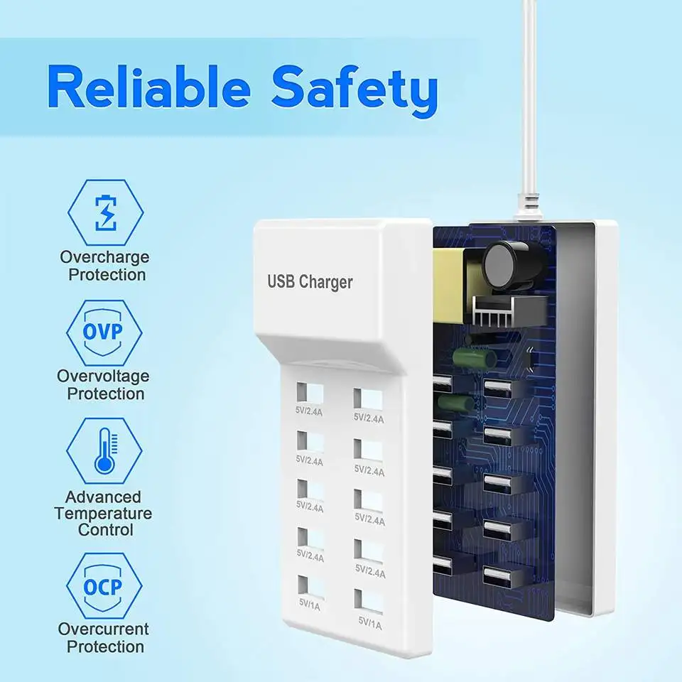 Multi Ports Multifunction Chargers 10-port charger USB multi-port smart quick-charge 5V2A mobile phone charger