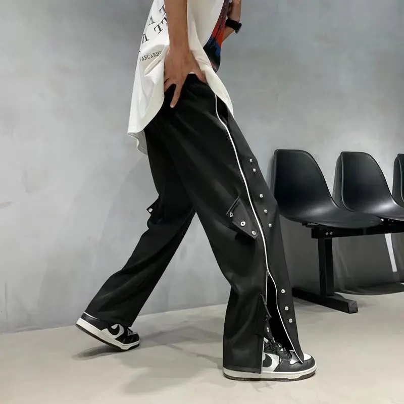 

Women Vibe Style Hiphop Fried Street Pants High Street Ins Tide Brand Summer Breasted Wide-leg Pants Men's Casual Trousers Y2k