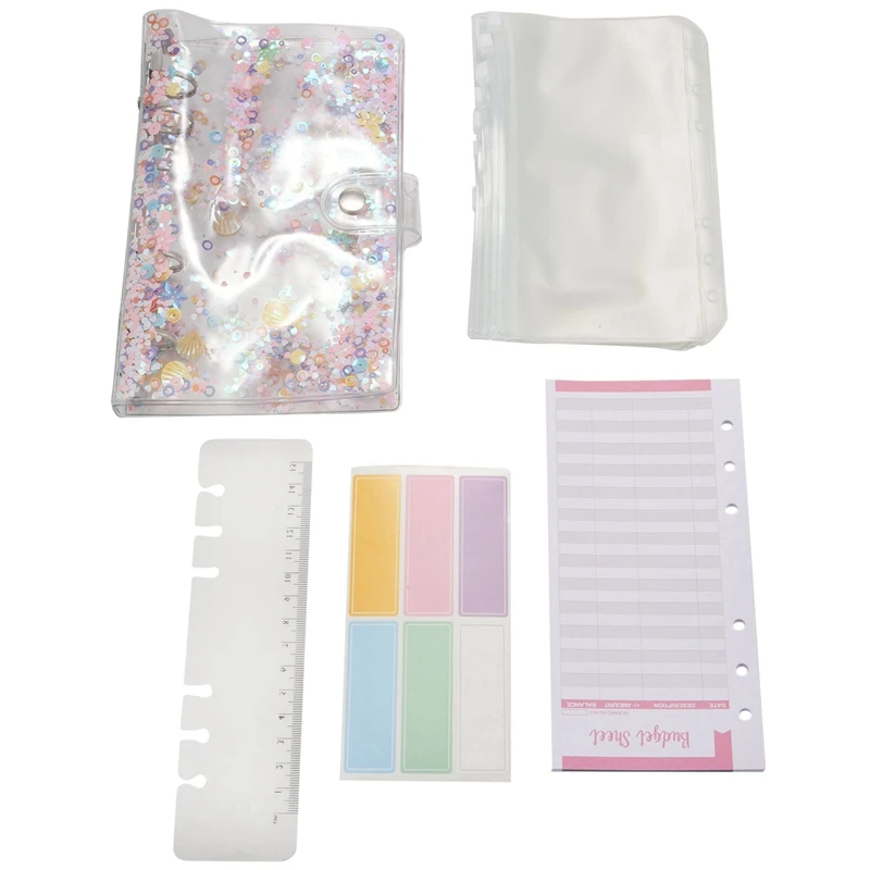 

28 шт. A6 Binder, конверты для денег, ПВХ с прозрачной сумкой, Бюджетный лист, цветные наклейки, линейка