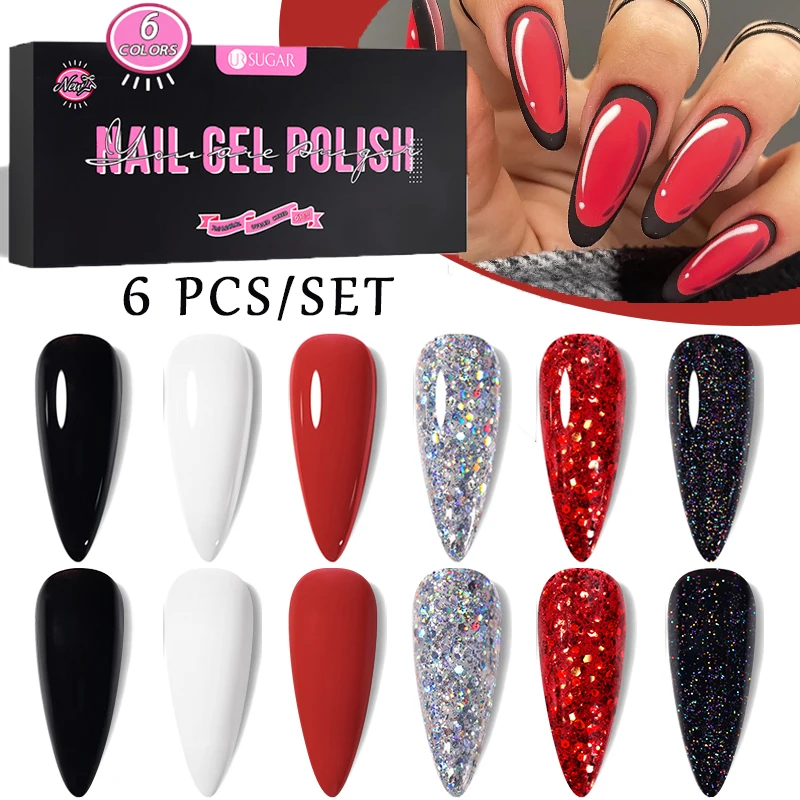 

Гель-лак для ногтей полуперманентный для светодиодной УФ-лампы, 6 цветов