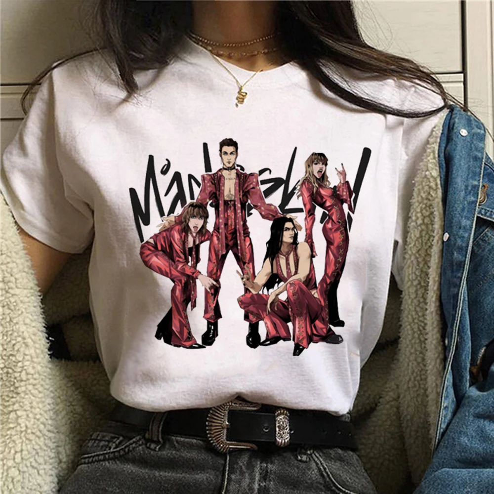 Футболки Maneskin женская футболка Манга Y2K уличная одежда смешная