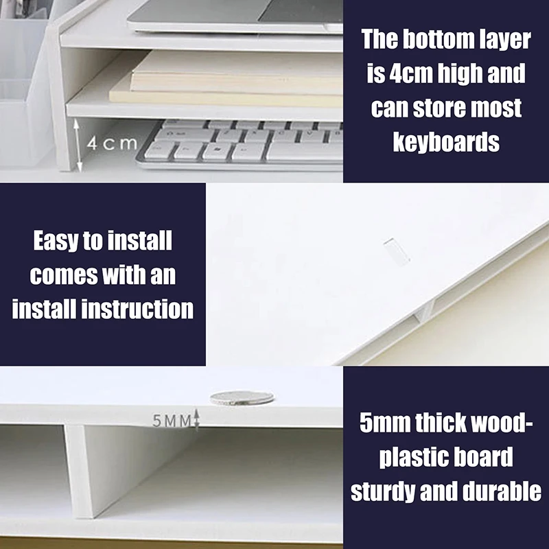 Подставка для монитора ПК деревянный Настольный органайзер компьютера и