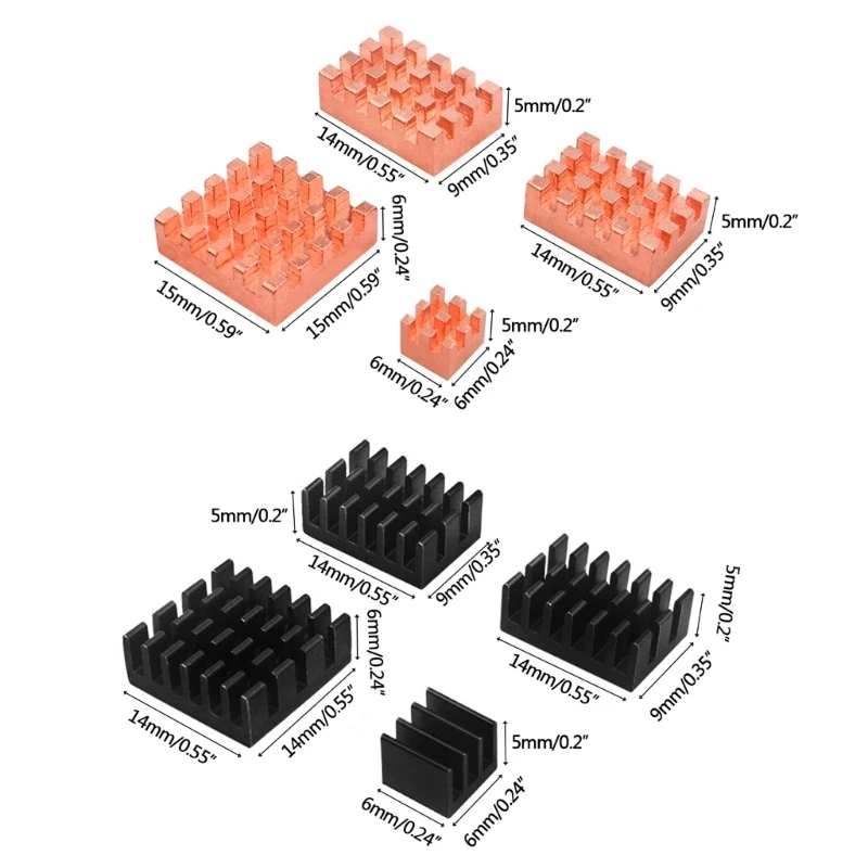 Набор медных радиаторов 4 шт. Алюминиевые охлаждающие радиаторы для Orange Pi 5