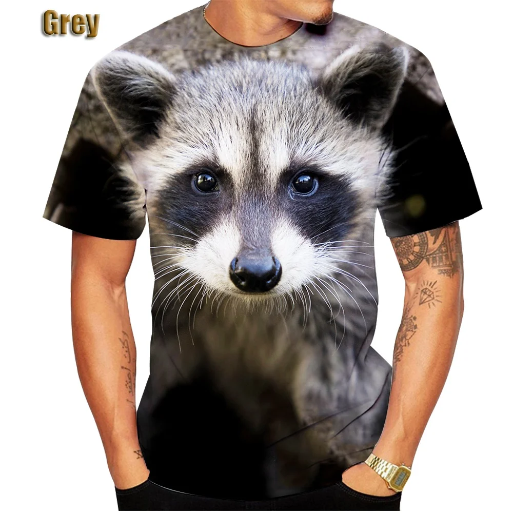 

New Fashion 3D Funny Raccoon Printed Cute T-shirts Animal Series Raccoon Streetwear T-shirts for Men/Women/Boys Tops Tee
