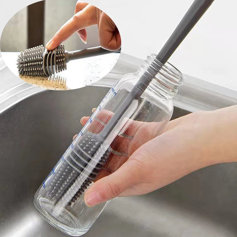 1 шт. силиконовая щётка для чистки стеклянных стаканчиков с длинной ручкой | Дом и
