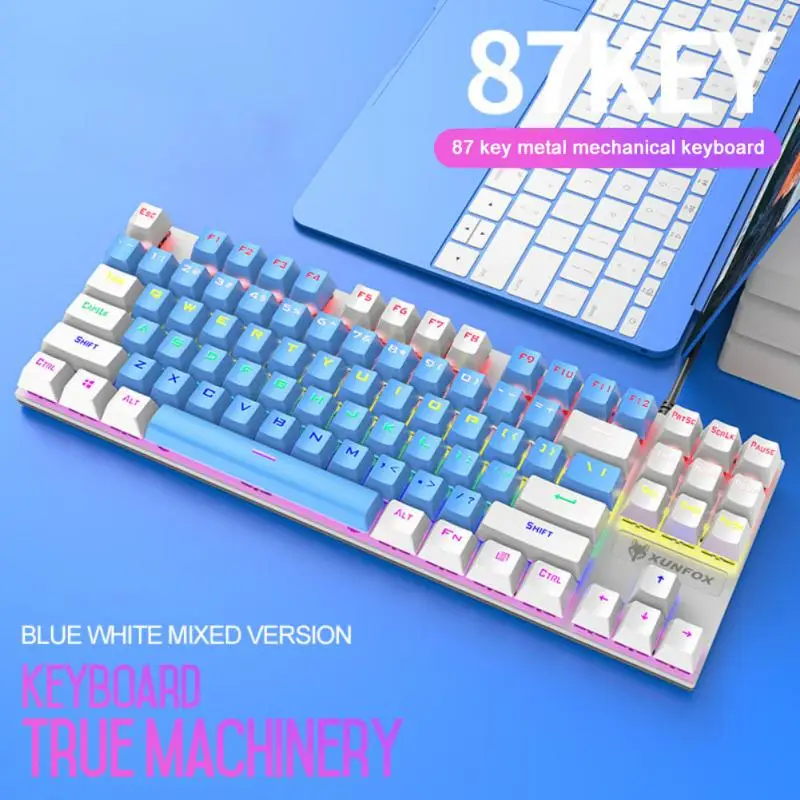 

Клавиатура Xunfox игровая механическая, разноцветная Водонепроницаемая игровая клавиатура с 87 клавишами RGB LRD светильник