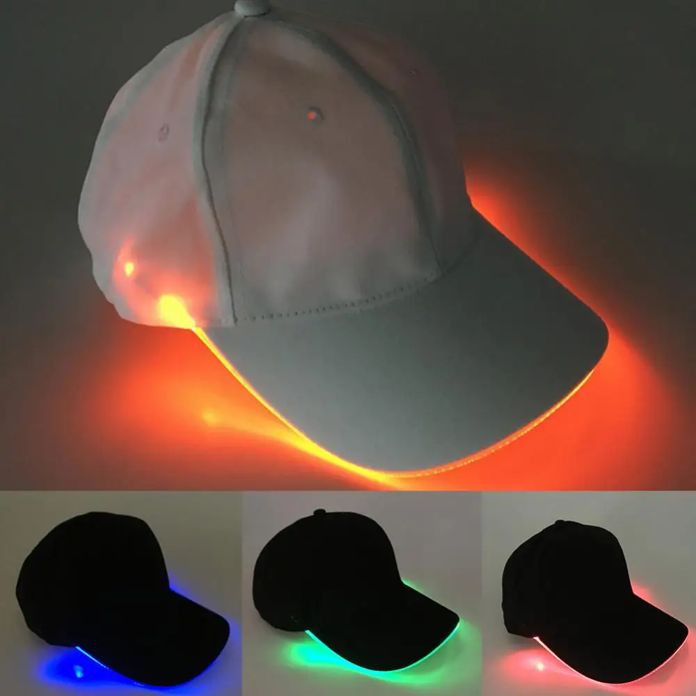 

Fashion Unisex Solid Color LED Luminous Baseball Hat Christmas Party Peaked Caps Glow in Dark Sport Hat Baseball Caps
