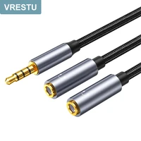 3 5mm jack male to 2 female y splitter headphone extension cable hifi aux for smartphone headset earphone tablet pc share music