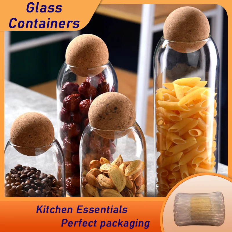 

Food Container Premium Food Glass Kitchen Organizer and Storage Container Set Jars Sealed Tank Grains Cans Bottle Safe Packaging