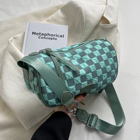 small plaid soft fabric brand crossbody bag for women 2022 summer fashion casual style shopper shoulder handbags and purses
