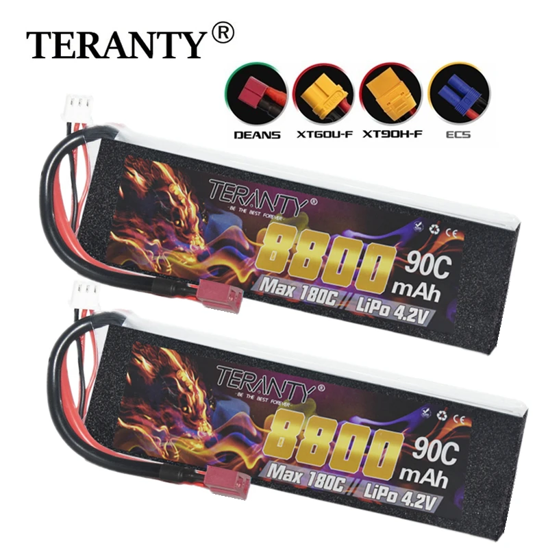 

Max 180C TERANTY 2S 7.4v 8800mAh Lipo Battery For UAV RC Helicopter FPV Car Boat Airplane Parts With T/XT60 Plug