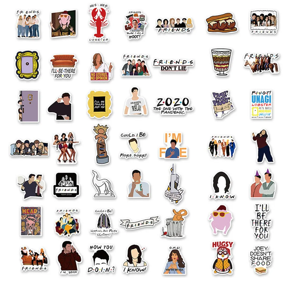 10/30/50PCS American Drama Friends Sticker Guitar Skateboard Decoration Diary Suitcase Mobile Phone Computer WaterproofWholesale images - 6