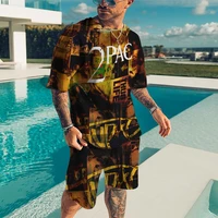 rap singer 2pac trendy men t shirt set 3d print tupac hip hop streetwear oversize o neck short sleeve tshirts fashion clothes