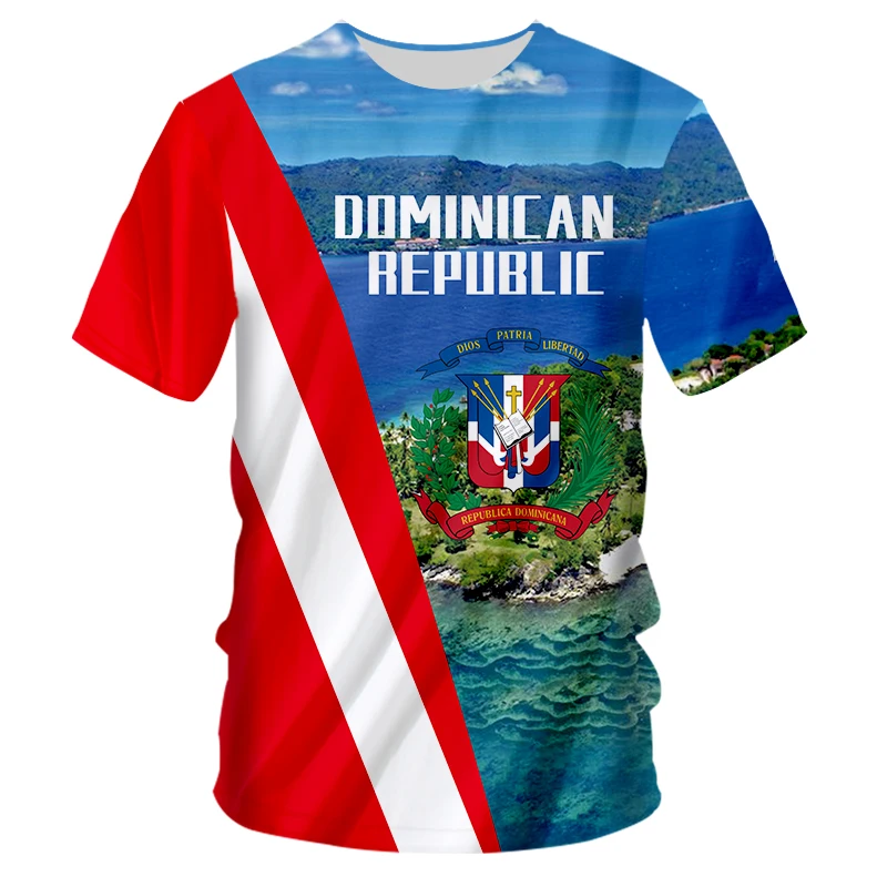 

Summer Dominican Republic Flag Tshirt Men's T-Shirt 3D Printing T Shirt Couple Casual Sports Oversized Casual Short Sleeve Tops
