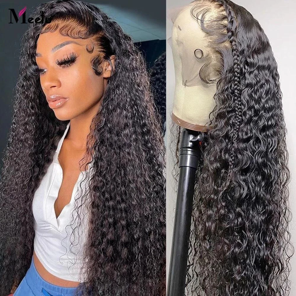 Meetu 30 Inch Water Wave Lace Front Wig 250 Density 13x4 Lace Frontal Wigs For Women Brazilian Remy Deep Curly Human Hair Wigs
