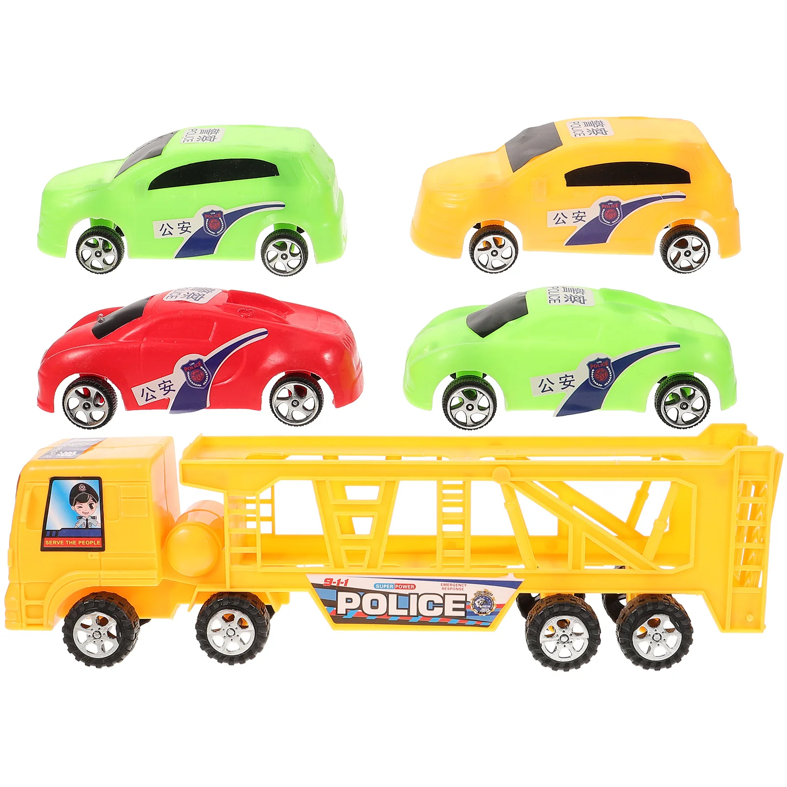 Детский игрушечный автомобиль большой двухэтажный прицеп грузовик уличный