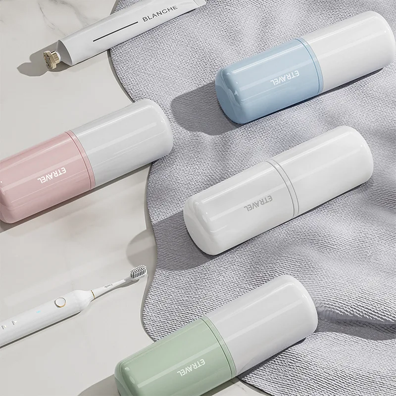 

Travel Portable Toothbrush Holder with Cover Plastic Toothbrush Cup Storage Container for Bathroom School Camping Business Trip