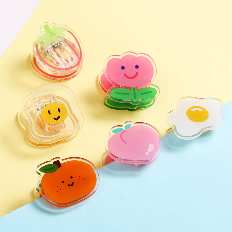 

MOHAMM 1pc Kawaii Acrylic Fruit Double-sided Paperclips Hand Ledger Test Note Clamp Office Stationery