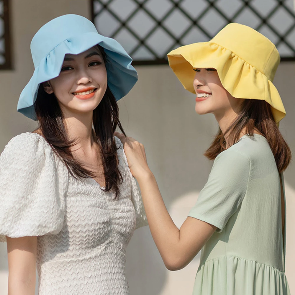 

Ohsunny Sun Hats Fashion Korean Casual Ladies Flat tassel Bucket Cap Fisherman's Hat Beach Tourism Hats Women Cap UPF 50+