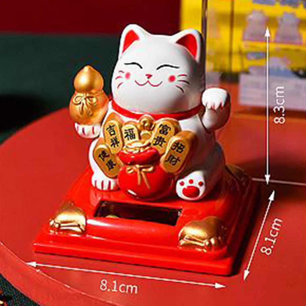 

3.15 Inch Lucky Cat Mascot Statue Cute Waving Beckoning Cat For House Car Bonsai Front Desk Decoration Feng Shui Ornament Decor