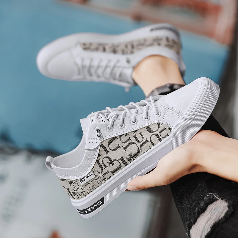 

【HUOOU&HAIOU】New Summer Sneakers Men's Shoes Breathable Men's Business Casual Leather Shoes Formal White Shoes