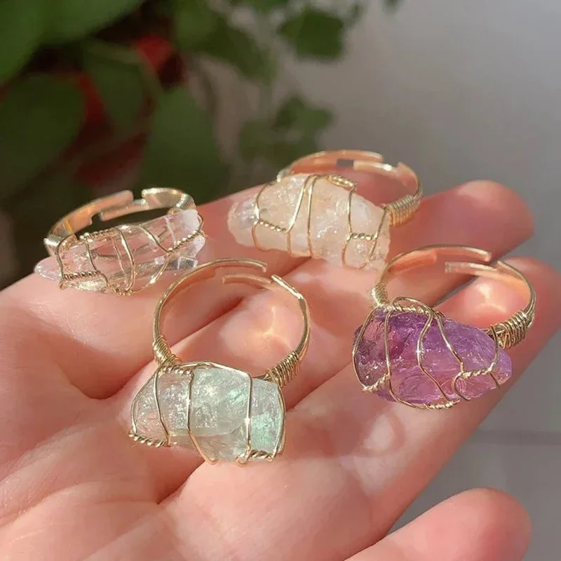 Женские открытые кольца Morebetter в стиле бохо с натуральным камнем богемный аметист