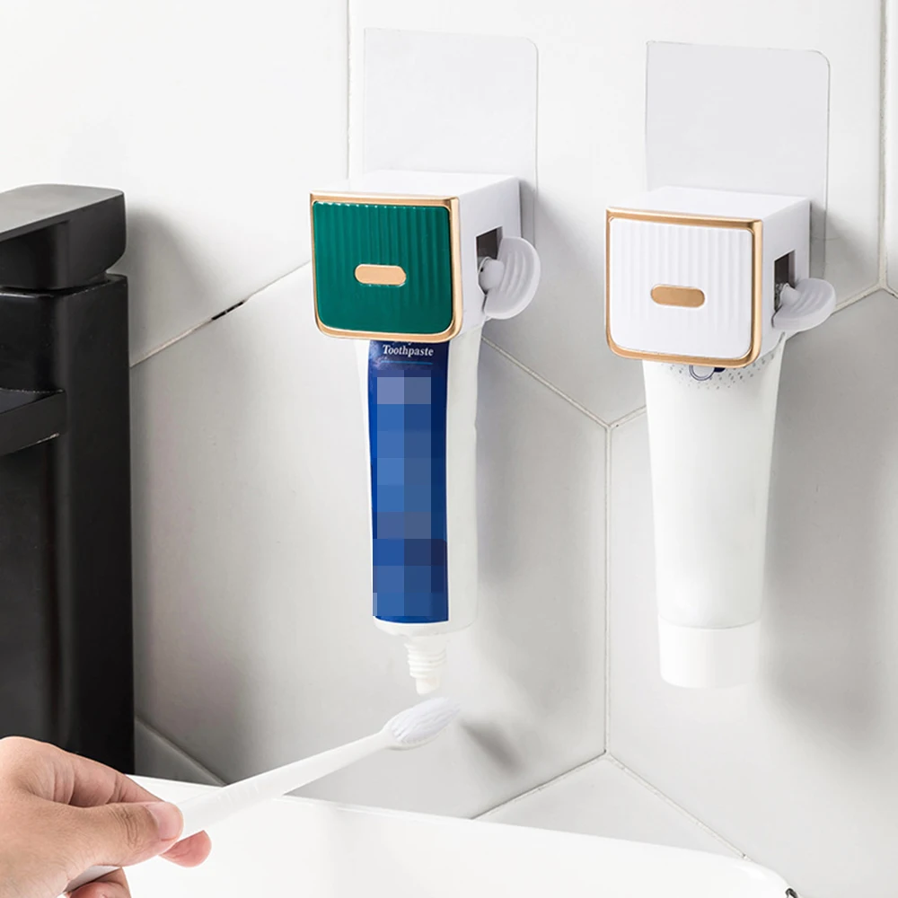 

Toothpaste Squeezer Bathroom Organizer Easy Stand Dispenser Wall-mounted No Hole Punch Toothpaste Holder Bathroom Accessories