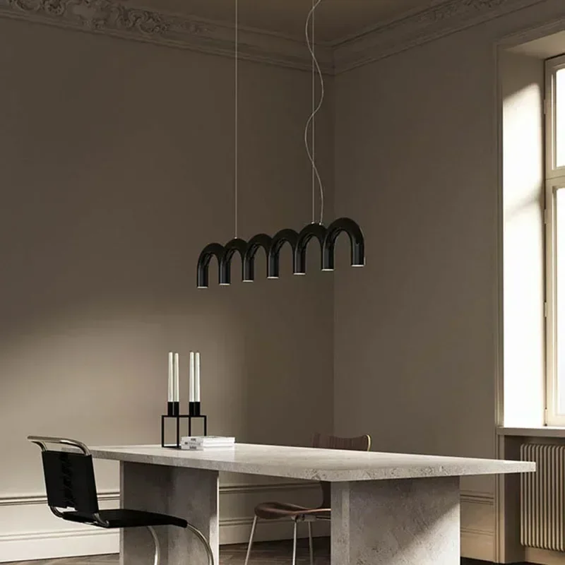 Фото Современный изогнутый многометаллический подвесной светильник Changgong для дома, декоративная водопроводная труба, декор комнаты №4