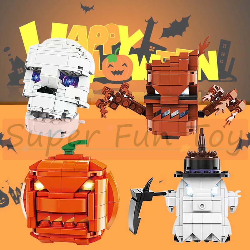 

Конструктор MOC детский креативный на Хэллоуин, череп, демон, дерево, монстр с подсветкой, наборы кирпичей, игрушки для детей