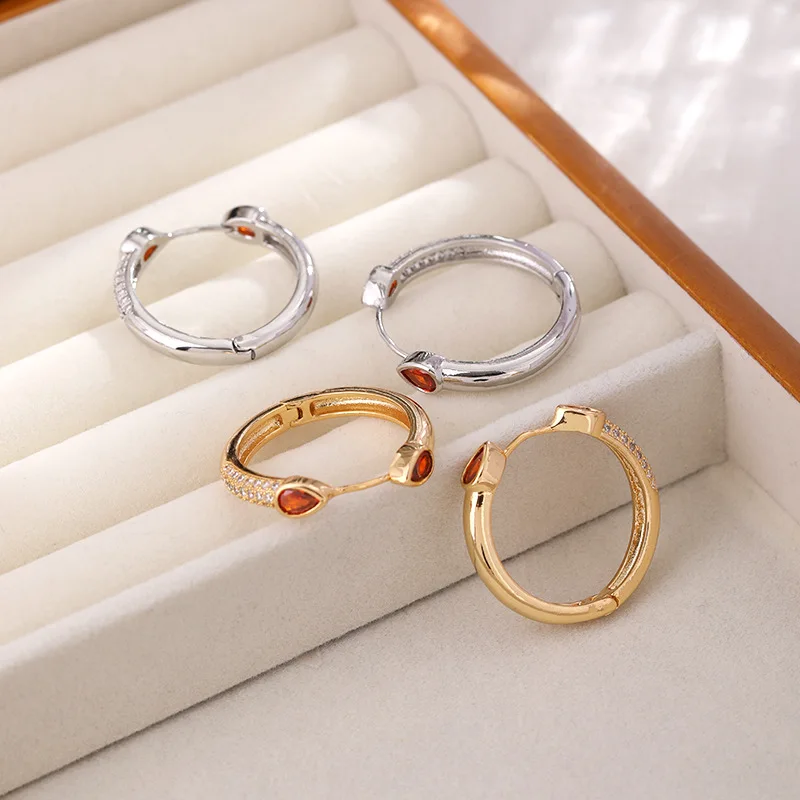 Классические серьги из меди и циркония в европейском американском стиле для