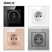 qncx wall crystal glass panel power socket french standard plug 16a 220v grounding socket child protection door power supply