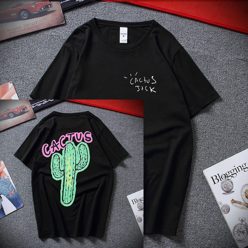 

CACTUS JACK Printed Fashion Men's T-shirt Travis Scott Tour Shirt Kanye West Men's and Women's Loose Short-sleeved T-shirt SCP