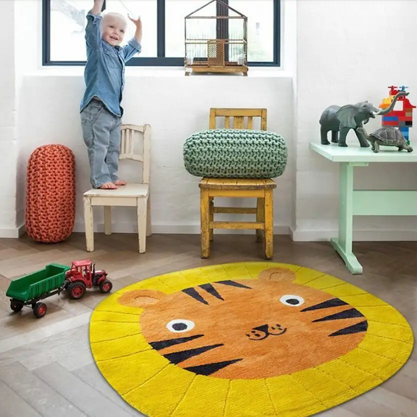 

Мультяшный круглые плюшевые ковер для гостиной прикроватный коврик для спальни, детский компьютерный стул, Игровая палатка, коврики, домаш...