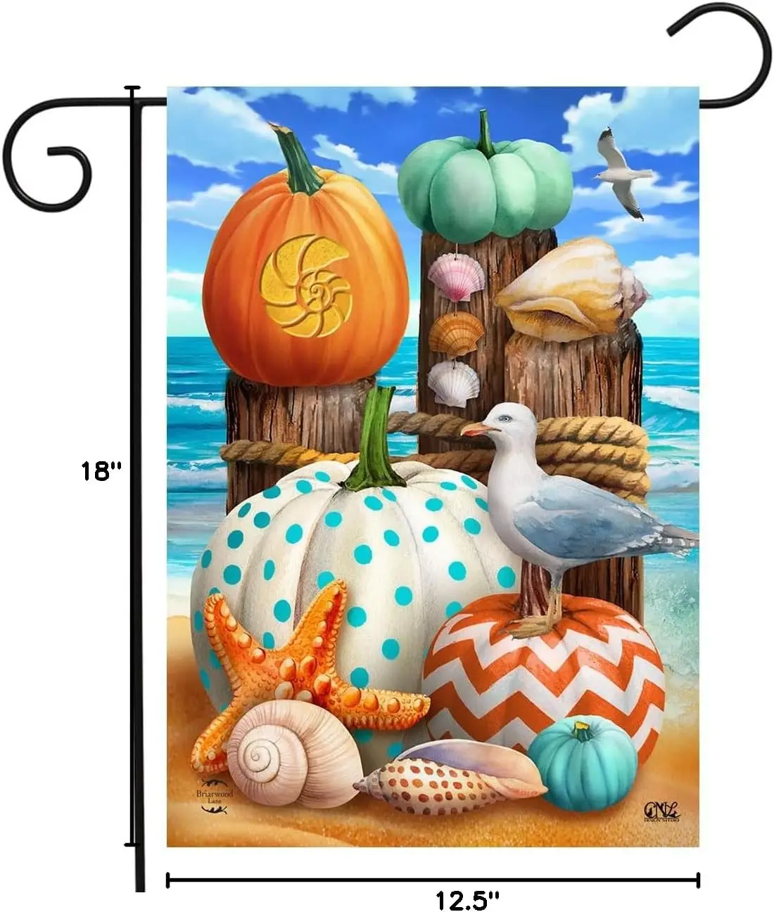 Фото Флаг с изображением осеннего сада на берегу моря, 18 x 12,5 дюймов, Briarwood Lane IIE DDI GGX №2