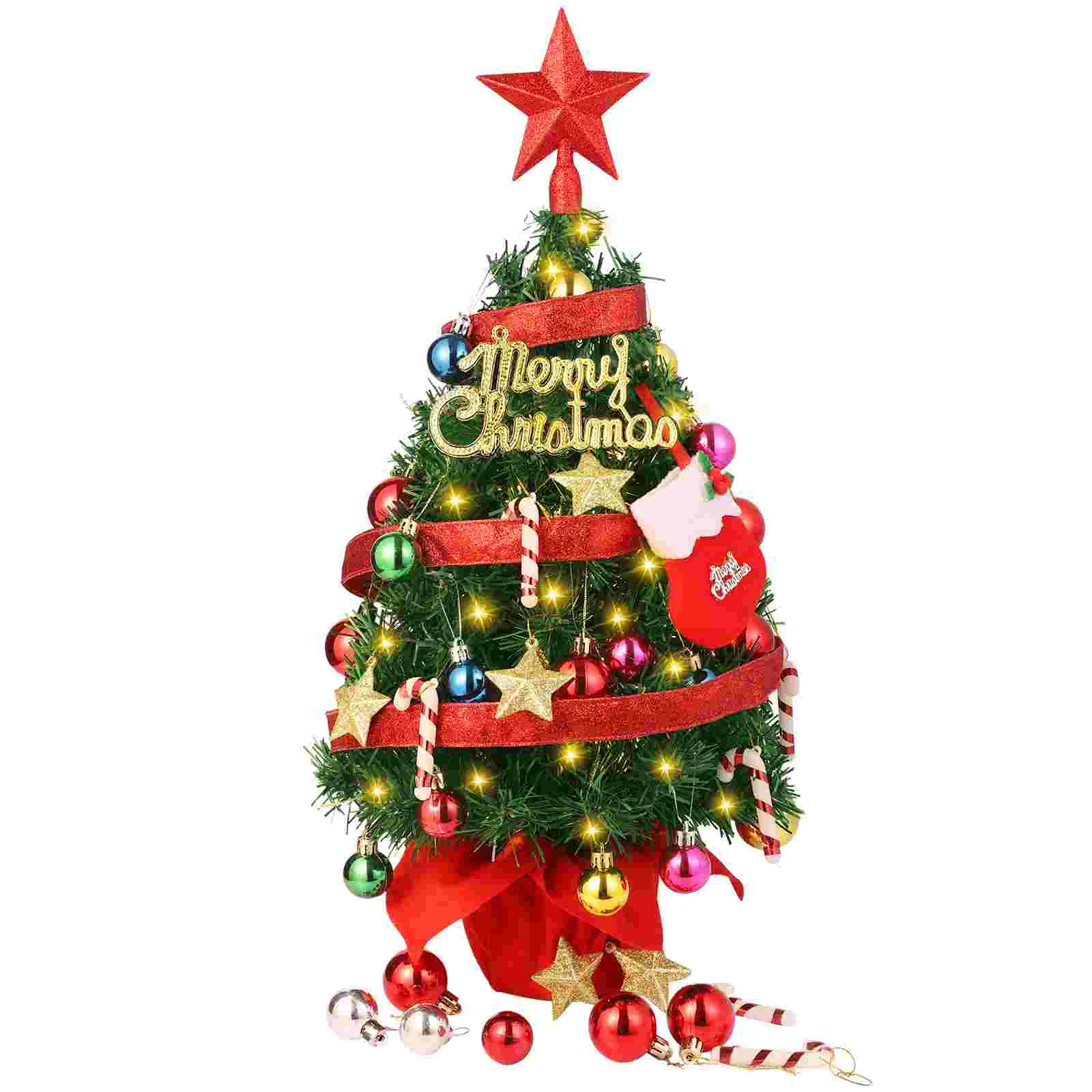 

Desktop Xmas Decor Artificial Christmas Tree Small Christmas Tree with Lights Tabletop Christmas Adornment