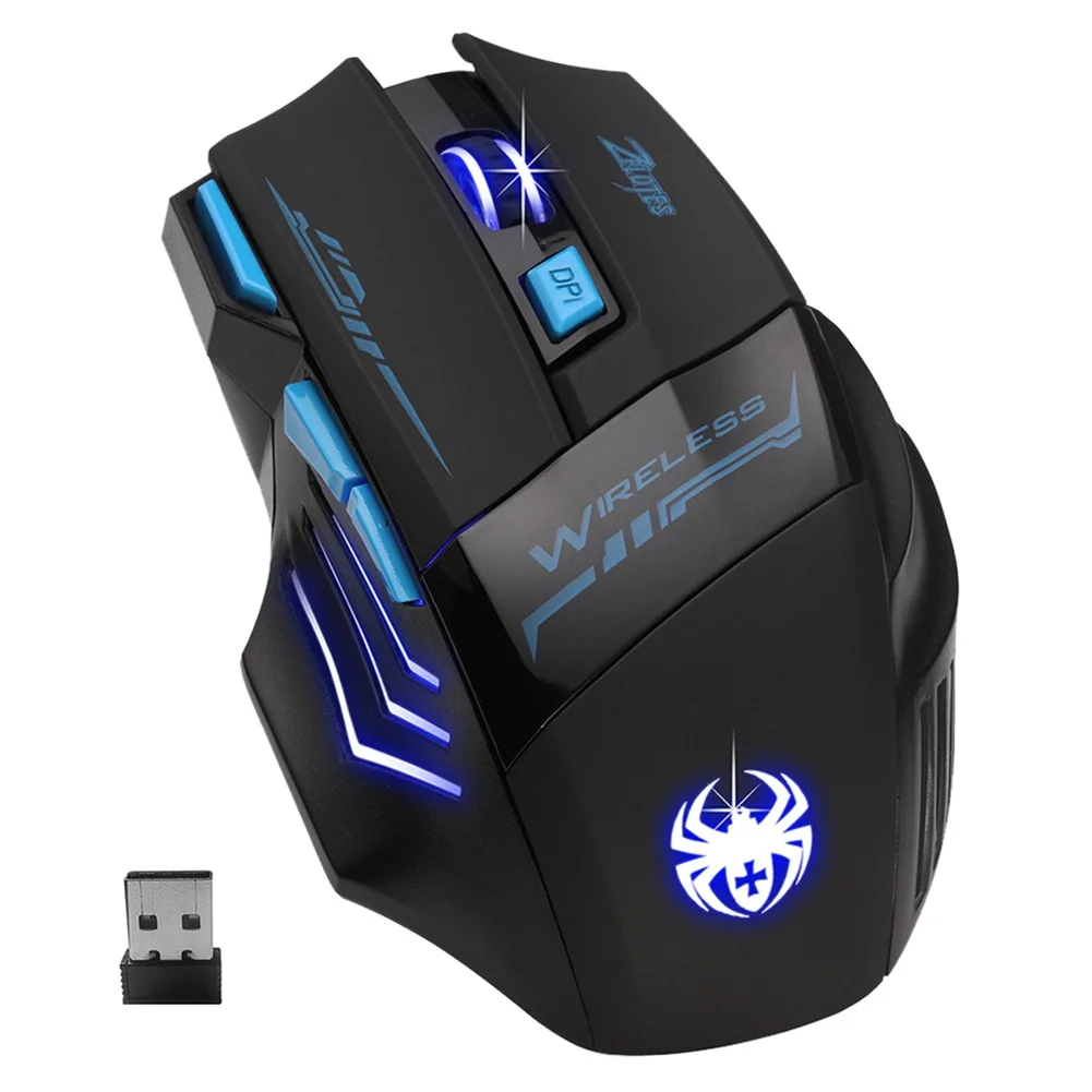 Беспроводная светодиодный ческая игровая мышь ZELOTES F14 2 4 ГГц 2400 DPI 7 кнопок |