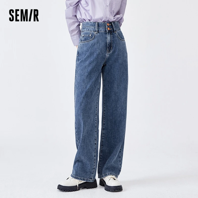 

Джинсы Semir женские с широкими штанинами, облегающие хлопковые брюки в гонконгском стиле, Новинка осени 2022