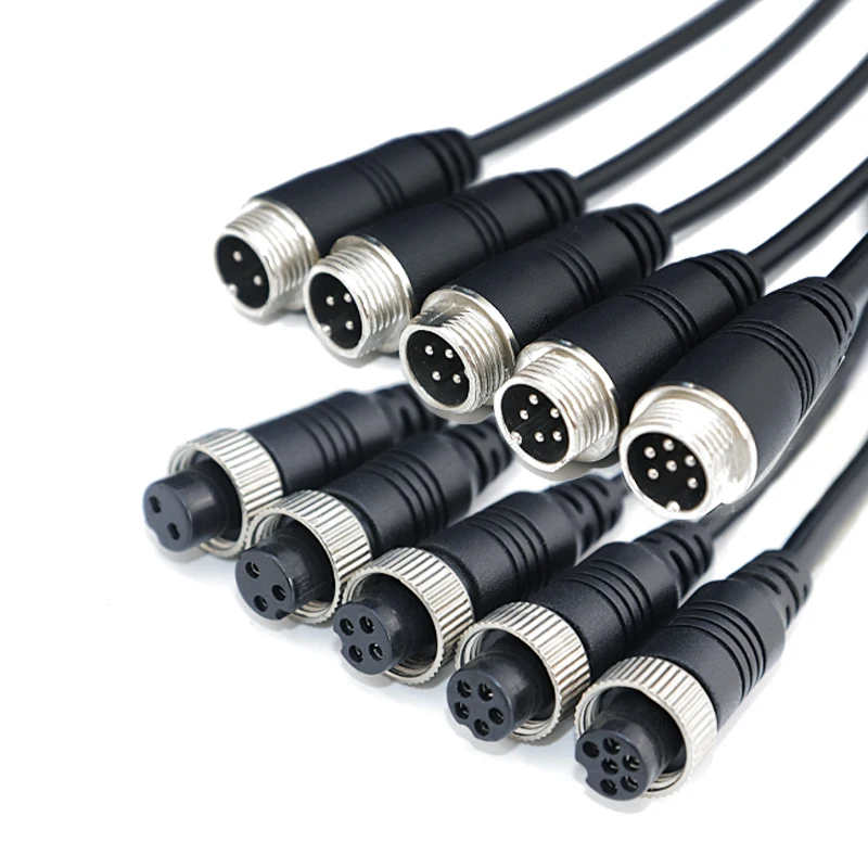 

Ip68 Waterproof Coiled 3 Pin 4 Pin 5pin 6pin 8 Pin Aviation Head Sensor M12 Male To Female Connector Power Cable