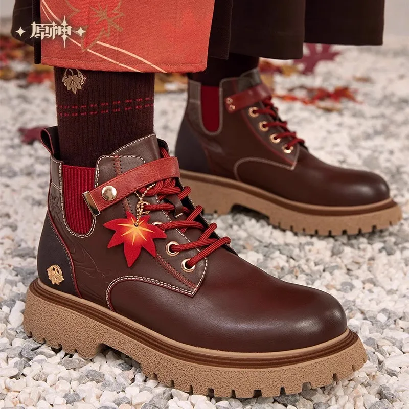 [Натуральная] Genshin Impact Kazuha Theme Impression Short Boot Game Косплей Синтетическая кожа Martens Shoes