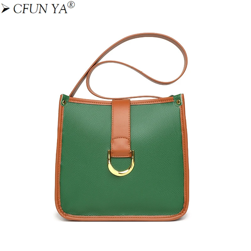 

CFUN YA Luxury Real Leather Tote Bag For Women Bucket Large Female Handbag One Shoulder Crossbody Bags Teen Girl Causal Pack