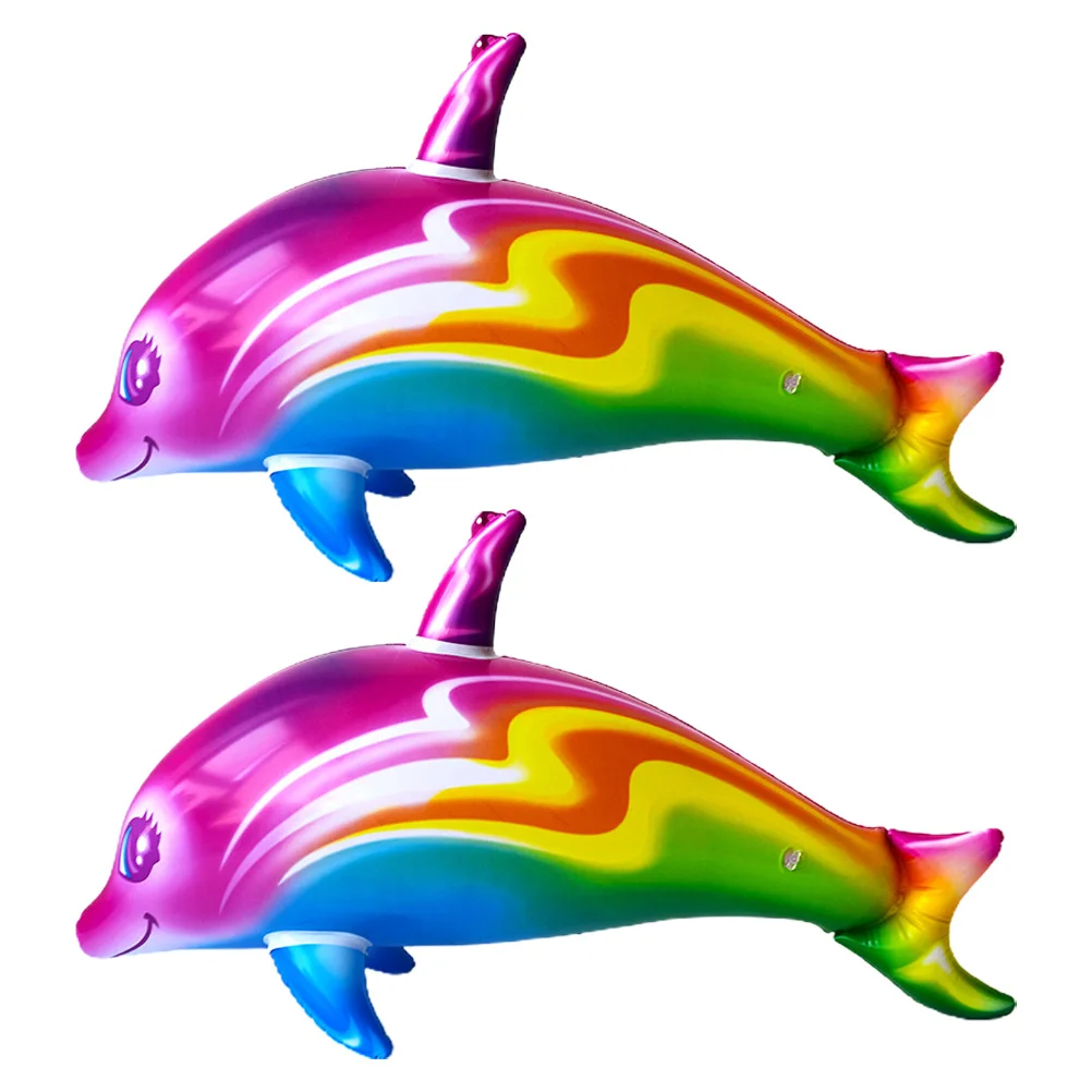 

2 Pcs Inflatable Dolphin Toy Kids Giant Pool Party Mermaid Favors Pvc Children Swimming