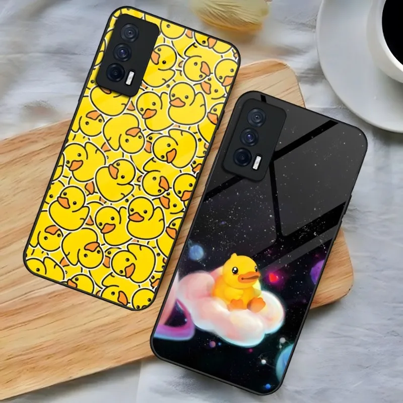 

Yellow Duck Phone Case For Vivo S12 S10 S9 IQOO Z3 U5 NEO5 Y30 7 9 8 X73 Y76 Y70 Y55 Y31 X70 X60 Pro Toughened Glass