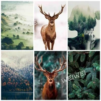 5d diy diamond embroidery forest tree girl deer mountain landscape mosaic pictures full square round drill diamond painting