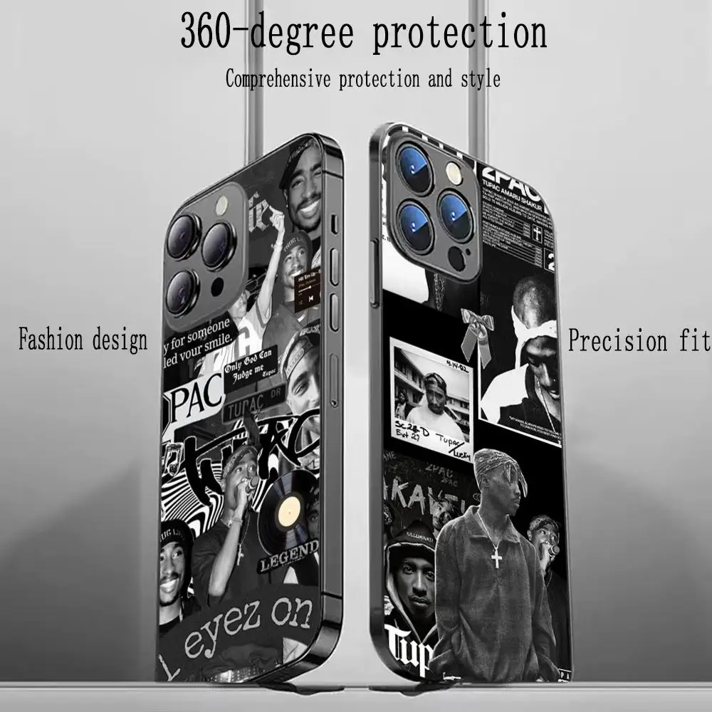 Pop hot Pac TupacMakaveli Phone Case For iPhone 16 15 14 13 12 11 X XR XS 8 Plus Mini Pro Max Soft black Shockproof Cover