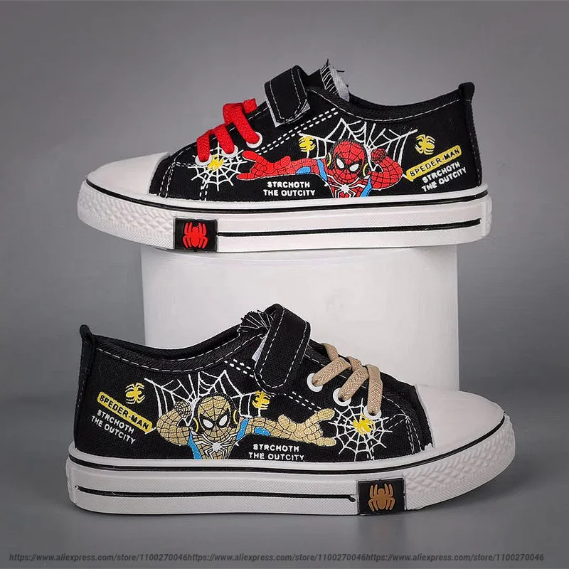 Disney Spiderman Children Canvas Shoes Girls Running Sneakers Spring Fashion Teenager Kids Shoes For Boys Casual Shoes 26-36