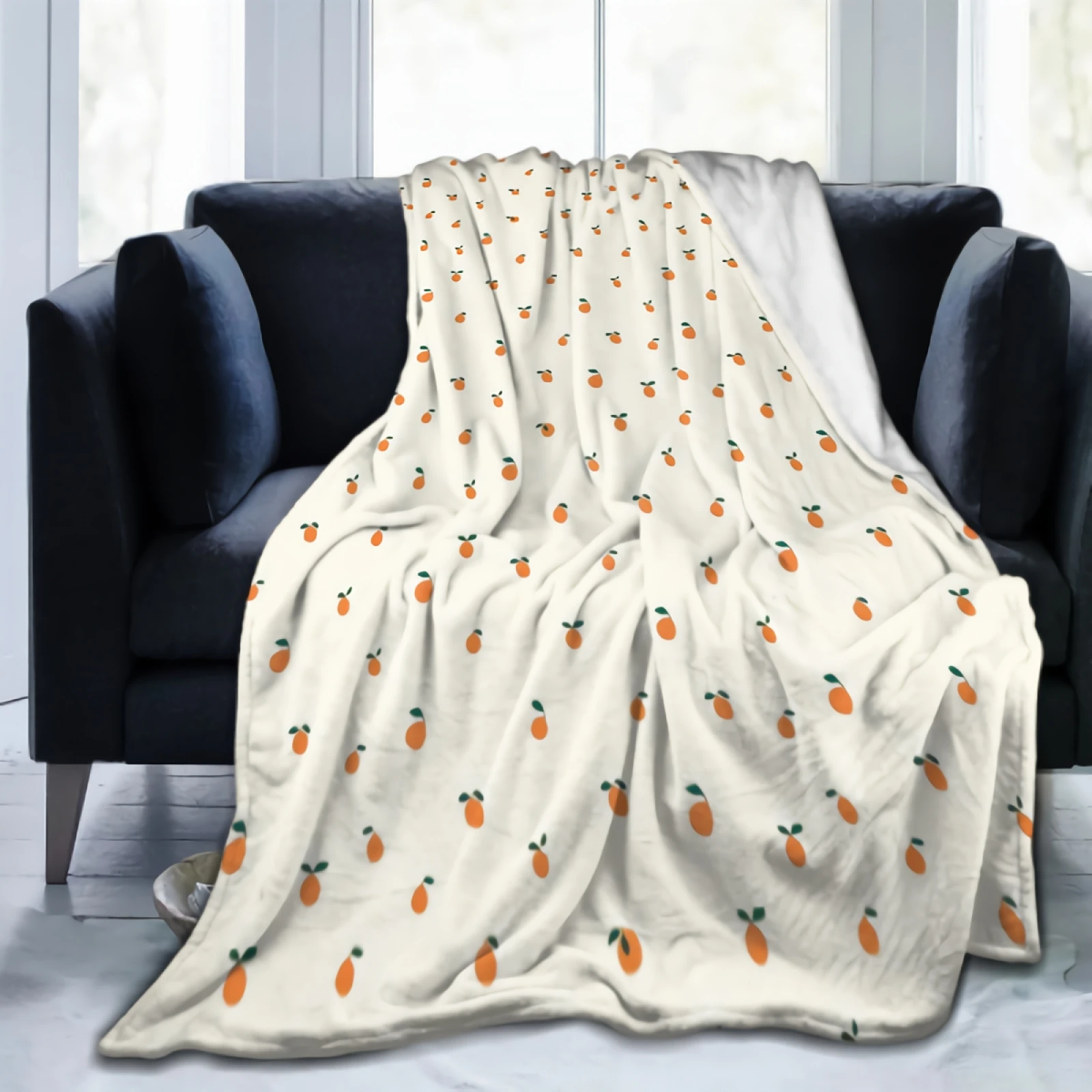 

Oranges Cute Fruit Throw Blanket for men women Kids Super Soft Warm Lightweight Fleece Plush Blankets Room Decor 80x60 Inch