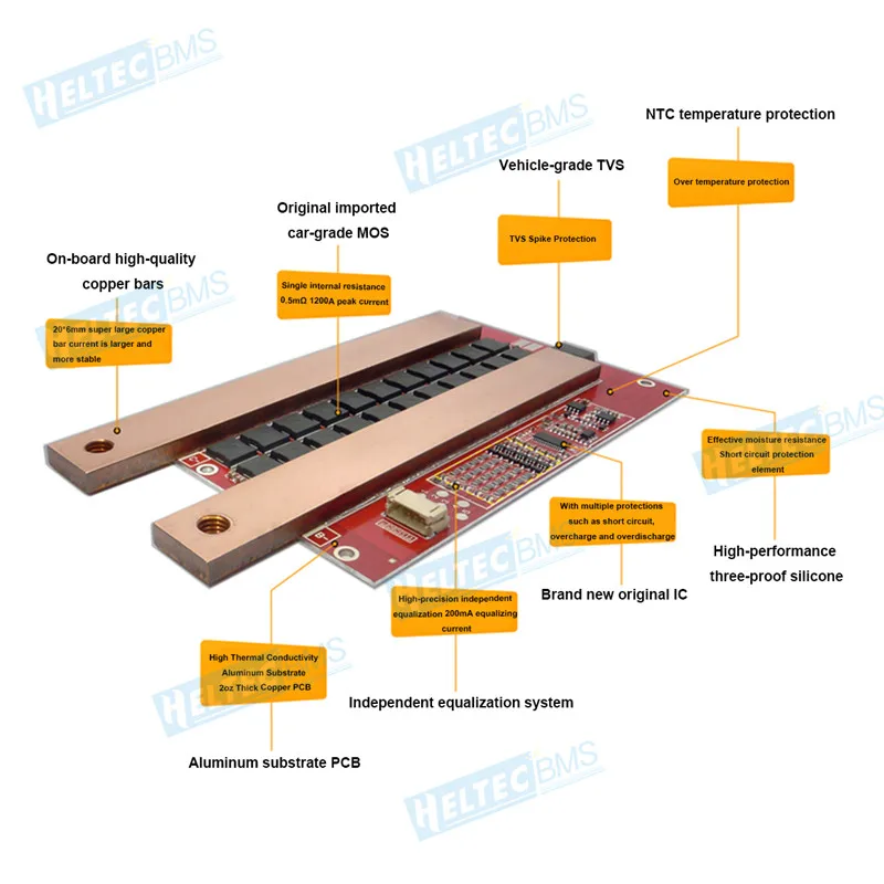 

Peak 1500A Car Start up 12V 24V 460A BMS 4S 3S 7S 8S Lipo/Lifepo4 Battery protection Board/Balance BMS Board