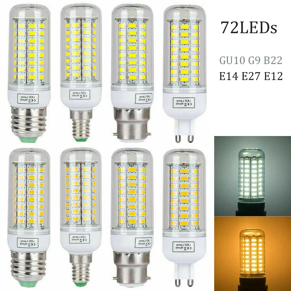 

LED Lamp E12 E14 B15 B22 E26 E27 G9 GU10 LED Bulb 5730SMD Corn Bulbs 24 36 48 56 69 72LEDs Chandelier Candle LED Light 110/220V