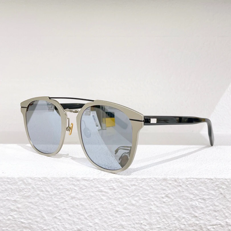 

Cat eye metal frame men's sunglasses driving style silver mirror lens women sunglasses